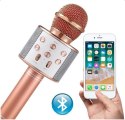 MIKROFON KARAOKE BEZPRZEWODOWY GŁOŚNIK BLUETOOTH ROSE GOLD