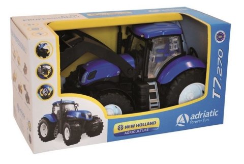 DUŻY TRAKTOR NEW HOLLAND Z ŁYŻKĄ OTWIERANE DRZWI 1:16