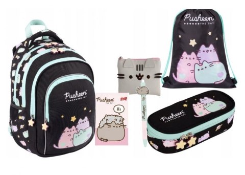 Zestaw Plecak Szkolny 4 Komory Kot Cat Pusheen Pastel